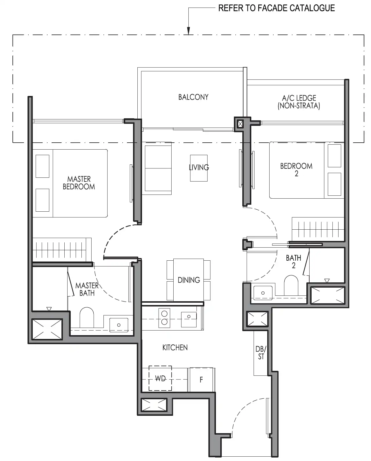 Lucerne Grand 2 Bedroom floor plan 58sqm