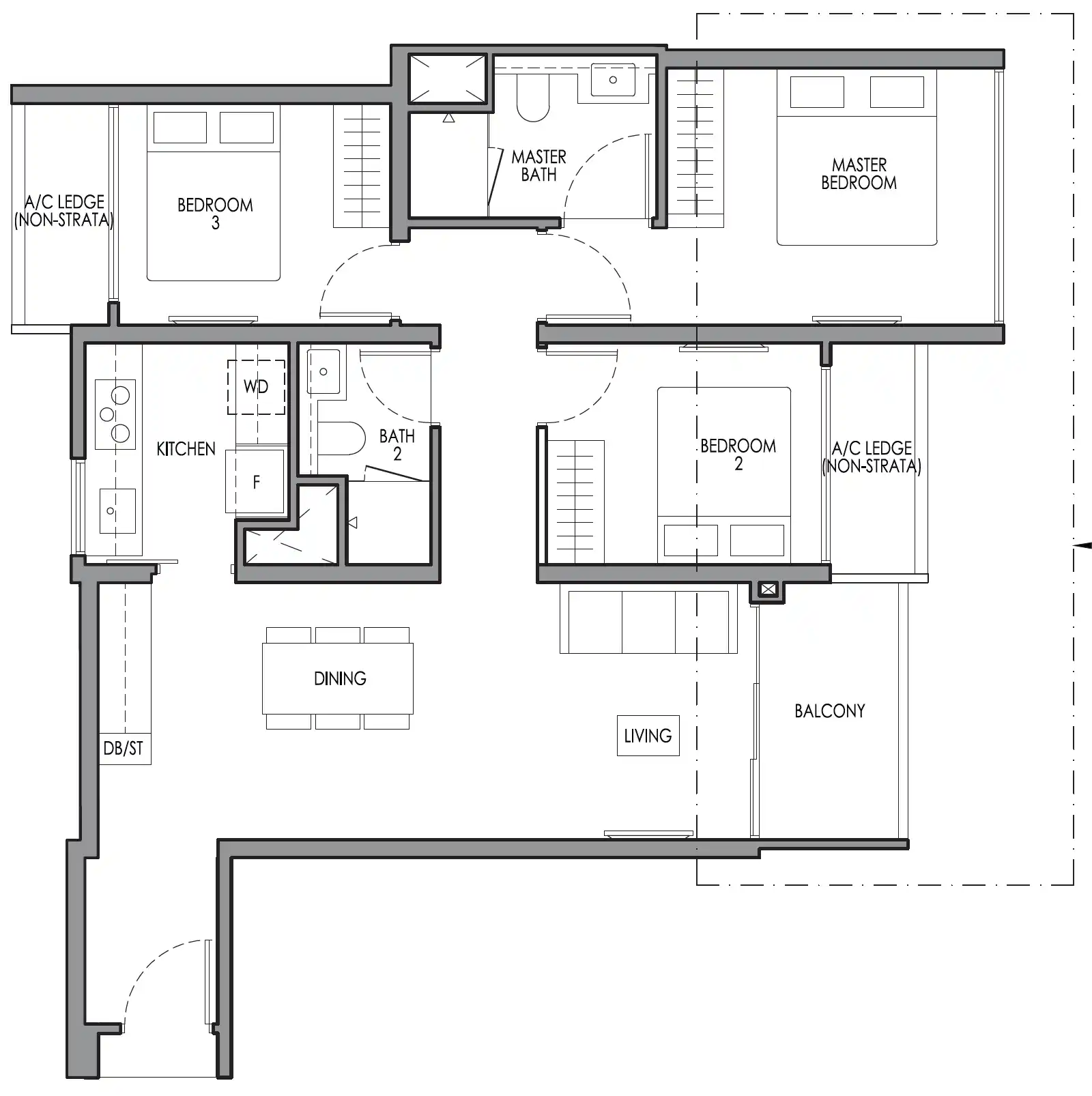 Lucerne Grand 3 Bedroom floor plan 84sqm