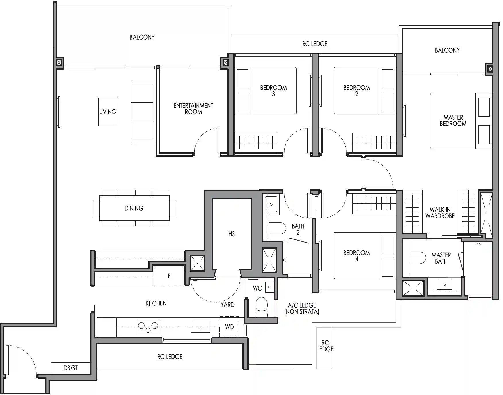 Lucerne Grand 4 Bedroom Premium + Entertainment floor plan 133sqm